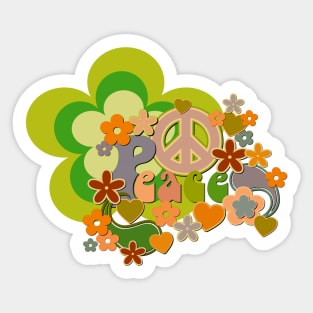 Boho Vintage Peace Sign Flower Power Retro Design Sticker